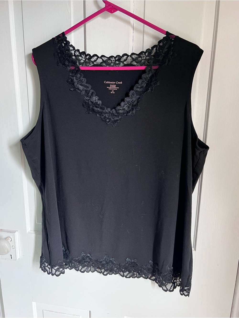 Coldwater Creek Women’s Black Lace-Trim Sleeveless Tank Top size 2XL